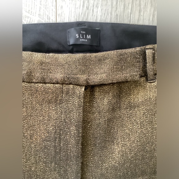 White House Black market lurex Jaguared Metallic gold slim ankle slim pants. - Picture 7 of 15